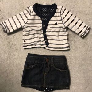 Baby gap cute set denim with reversible sweater